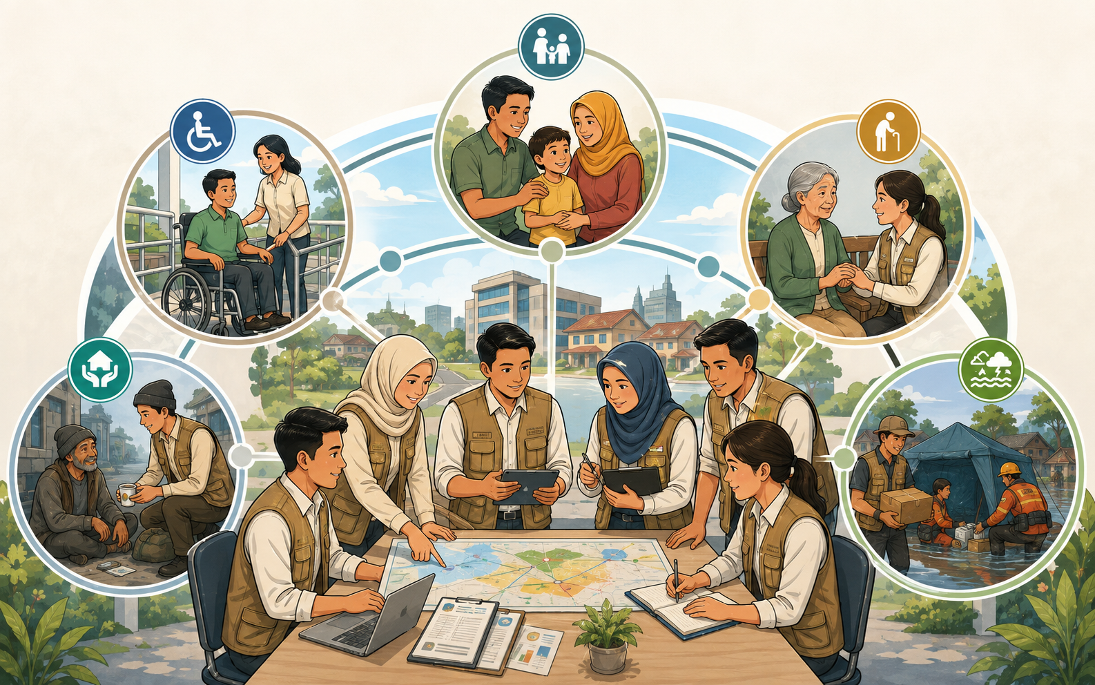Ilustrasi tematik untuk halaman SPM Bidang Sosial
